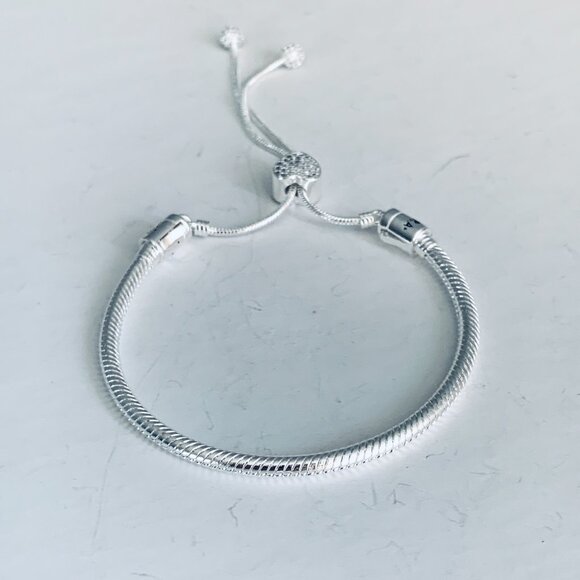 NEW Authentic Pandora Heart Clasp Slider Bracelet / Pandora Silver Charms - Picture 5 of 5